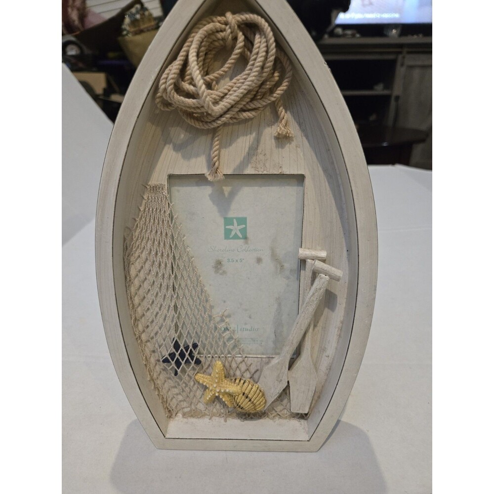 SONOMA GOODS FOR LIFE 3.5"x5" Boat Photo Frame Cream Home Decor Shoreline Frames